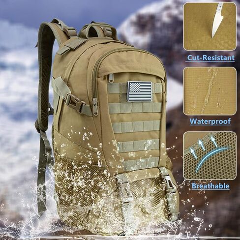 Jueachy Tactical Backpack for Men Hiking Day Pack Molle Military Rucksack Waterproof 30L EDC Bag with USA Flag Patch in Saudi Arabia