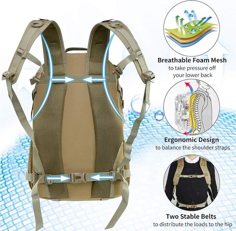 Jueachy Tactical Backpack for Men Hiking Day Pack Molle Military Rucksack Waterproof 30L EDC Bag with USA Flag Patch in Saudi Arabia