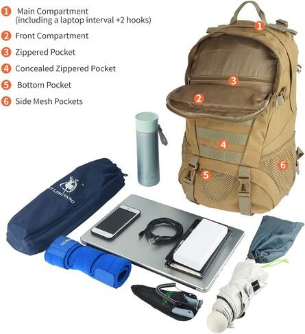 Jueachy Tactical Backpack for Men Hiking Day Pack Molle Military Rucksack Waterproof 30L EDC Bag with USA Flag Patch in Saudi Arabia