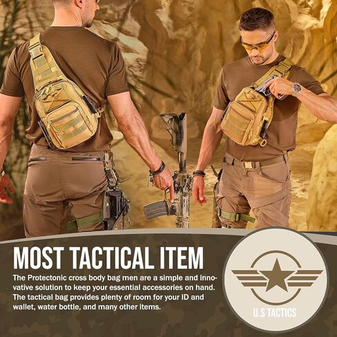 حقيبة حبال بروتيكتونيك للرجال - حقيبة كروس عسكرية من الزيتون للرجال - حقيبة ظهر أكسفورد مقاومة للماء 900D - حقيبة صدر سعة 15 لتر مع هيكل مولي معياري - حقيبة ظهر تكتيكية متينة للرجال in Kuwait