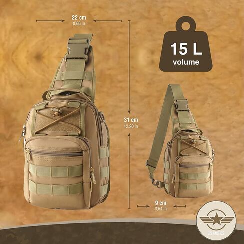 حقيبة حبال بروتيكتونيك للرجال - حقيبة كروس عسكرية من الزيتون للرجال - حقيبة ظهر أكسفورد مقاومة للماء 900D - حقيبة صدر سعة 15 لتر مع هيكل مولي معياري - حقيبة ظهر تكتيكية متينة للرجال in Kuwait