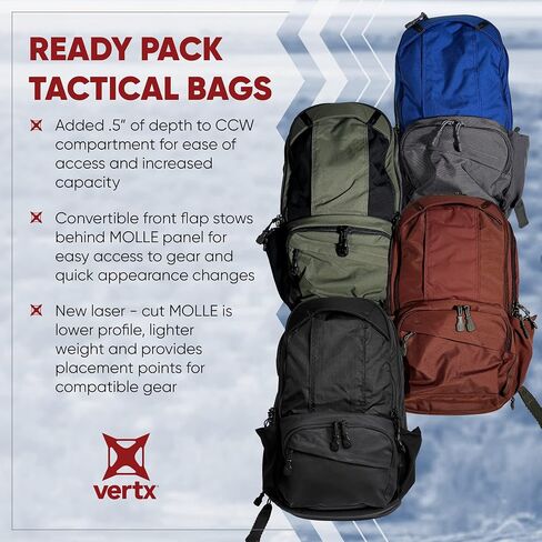 Vertx Ready Pack EDC Tactical Backpack 20L for Conceal Carry (CCW), EDC, Travel, Work, Overlanding, Hiking, Camping, Tactical Gear, It's Black in Kuwait