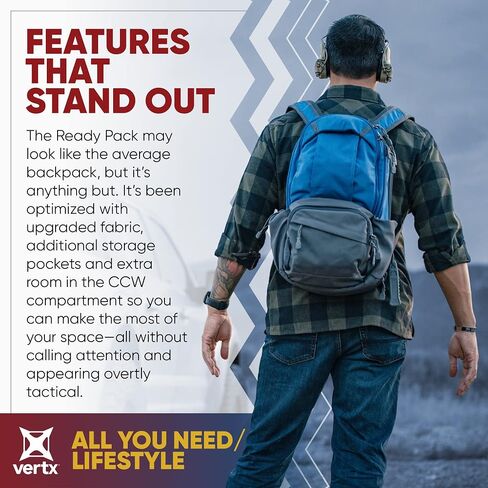 Vertx Ready Pack EDC Tactical Backpack 20L for Conceal Carry (CCW), EDC, Travel, Work, Overlanding, Hiking, Camping, Tactical Gear, It's Black in Kuwait
