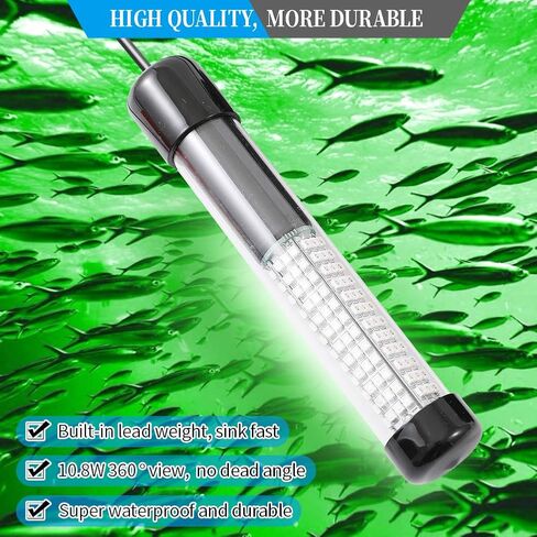 SAMDO IP68 12V LED Underwater Fishing Light 1080 Lumens Fish Attracting Light, Night Fishing Light 10.8W in Kuwait
