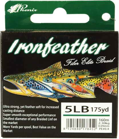 Phenix Ironfeather Fiber Elite Braided Fishing line Spectra 5lb 175yd Green in Saudi Arabia