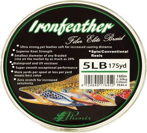 Phenix Ironfeather Fiber Elite Braided Fishing line Spectra 5lb 175yd Green in Saudi Arabia