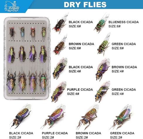 YZD Fly Fishing Flies Realistic Dry Wet Nymph Trout Flies Hand Tie Lures Kits 12/26/48 Pcs… in Kuwait
