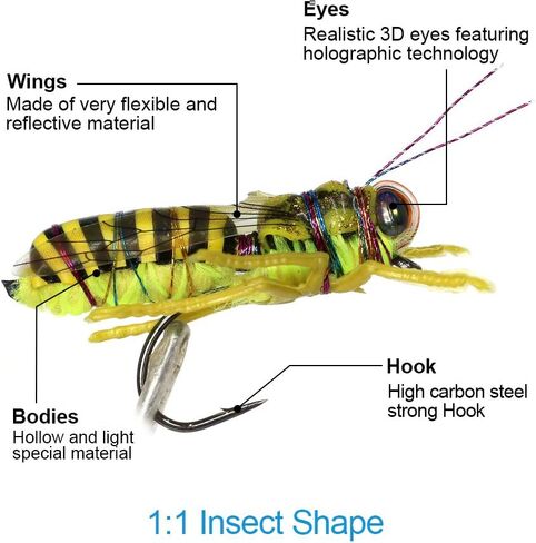 YZD Fly Fishing Flies Realistic Dry Wet Nymph Trout Flies Hand Tie Lures Kits 12/26/48 Pcs… in Kuwait
