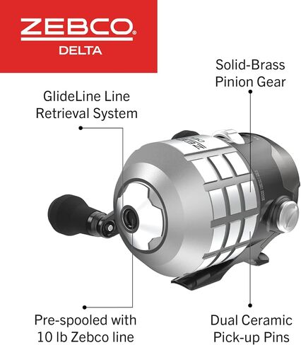 بكرة الصيد Zebco Delta Spincast، قابض فوري مضاد للعكس، تروس معدنية بالكامل، استرجاع قابل للتغيير لليد اليمنى أو اليسرى in Kuwait