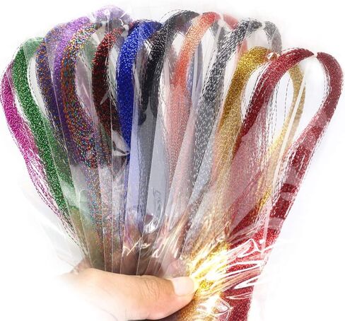 Colorful Crystal Flash Fly Fishing Line 12 Packs Fly Tying Material for Make Fishing Lure Dry Wet Streamers Flies in Kuwait