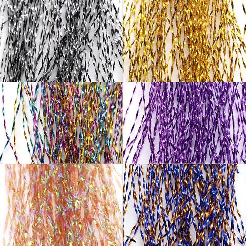 Colorful Crystal Flash Fly Fishing Line 12 Packs Fly Tying Material for Make Fishing Lure Dry Wet Streamers Flies in Kuwait