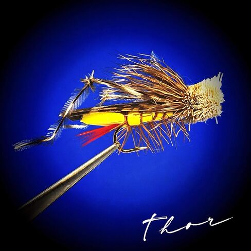 Dave's Hopper Dry Fly Fishing Set - 6 Pcs, Hook Size #10 - Topwater Terrestrial Grasshopper Flies for Bass, Panfish, Trout by Thor Outdoor in Saudi Arabia