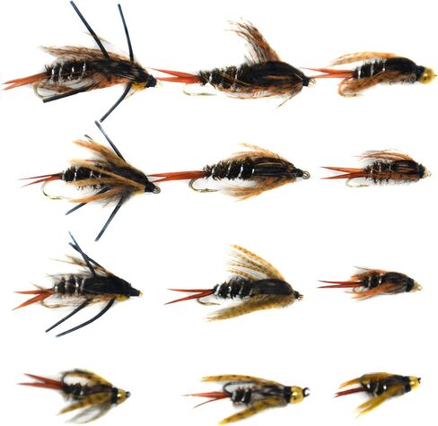 Outdoor Planet 12/16 / 24 Caddisflies/Mayfly/Attractor Nymph/Dragonflies and Damselflies/Stonefly/Hopper/Salmonfly/Dry Flies for Trout Fly Fishing Flies Lure Assortment in Saudi Arabia
