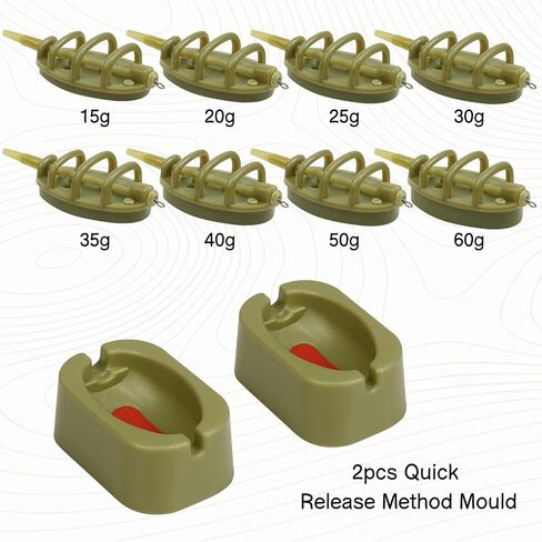 Fennoral 11PCS Carp Fishing Feeder Inline Method Feeder Set,Carp Fishing Tackle Carp Feeder Carp Fishing Equipment with 2 Rubber Mould Carp Fishing Accessories. in Saudi Arabia