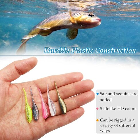 Dovesun Crappie Lures Kit, Fishing Soft Plastic Lures Crappie Walleye Trout Bass Fishing Baits Fishing Grubs -Worms- Minnow-Paddle Tail Swimbaits 60 | 75 | 100Pcs with Tackle Box in Saudi Arabia