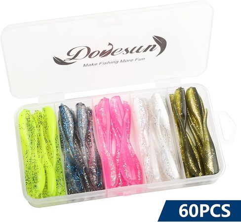 Dovesun Crappie Lures Kit, Fishing Soft Plastic Lures Crappie Walleye Trout Bass Fishing Baits Fishing Grubs -Worms- Minnow-Paddle Tail Swimbaits 60 | 75 | 100Pcs with Tackle Box in Saudi Arabia