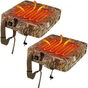 Barydat 2 Pack Heated Hunting Seat Cushion Warm Waterproof Reed Camouflage Portable Pad 16 x 14 x 3.5 Inch for Outdoor Tree Ladder Stand Ice Fishing Hiking Camping Sporting Events (Without Battery) in Saudi Arabia
