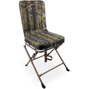 Black Sierra Padded Swivel Hunting Blind Chair, 360° Silent Hunt Chair Supports 300 lbs, Heavy Duty Hunt Seat w/Carry Strap, Portable Folding Outdoor Chair for Blinds, Fishing, Camping