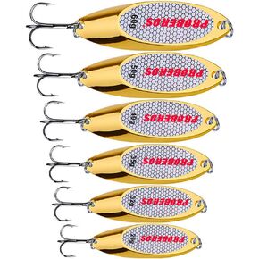 PROBEROS Fishing Lures Spoons - Metal Casting Fishing Spoon - Bass Hard Lure Blade Fish Baits Set Gold Silver in Kuwait