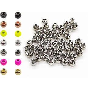 Aventik 50pc Tungsten Beads - Round Ball Beads Fly Tying Materials, 7 Colors / 5 Sizes, Nymph Streamer Think Fast Think Deep in Kuwait