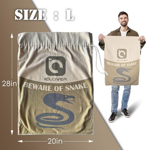 ICLOVER حقيبة الزواحف الأفعى مع الرباط، 20 بوصة × 28 بوصة حقيبة صيد الثعابين الكبيرة شديدة التحمل مع زوايا سفلية مخيطة لتحريك النقل والتقاط صيد الثعابين والزواحف in Kuwait