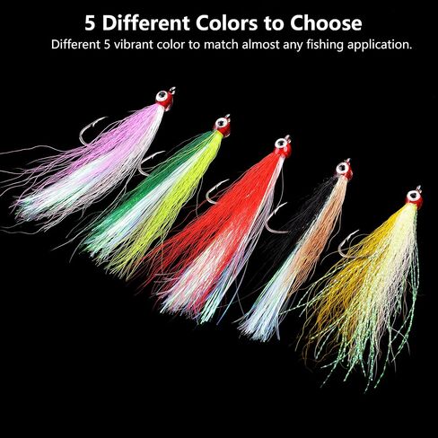 Clouser Minnow Fishing Flies, 10pcs Saltwater Fly Fishing Lures Hand Tied Clouser Minnow Fly Streamer Hooks for Bass Striper Flounder Saltwater Freshwater in Kuwait