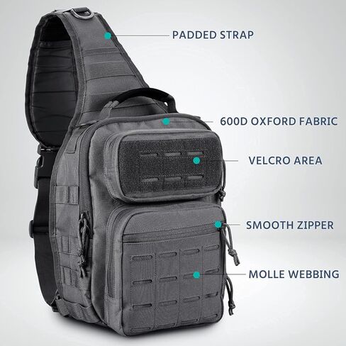 WINCENT Tactical Sling Bag Pack Military Rover Shoulder Sling Backpack Molle Assault Range Bag EDC Diaper Bag Day Pack Black in Kuwait