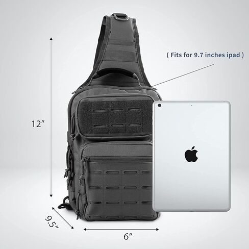 WINCENT Tactical Sling Bag Pack Military Rover Shoulder Sling Backpack Molle Assault Range Bag EDC Diaper Bag Day Pack Black in Kuwait