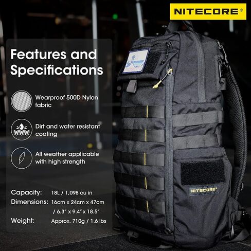 Nitecore BP18 حقيبة الظهر التكتيكية للسفر Daypack حقيبة رخوة تناسب أجهزة الكمبيوتر المحمولة مقاس 14 بوصة in Saudi Arabia