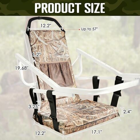 Aolamegs ملحقات مقعد شجرة الصيد - وسادة مقعد حامل شجرة صيد مقاومة للماء، مقعد بديل مموه للشجرة، مقعد حامل سلم صيد سميك قابل للإزالة للرجال in Kuwait