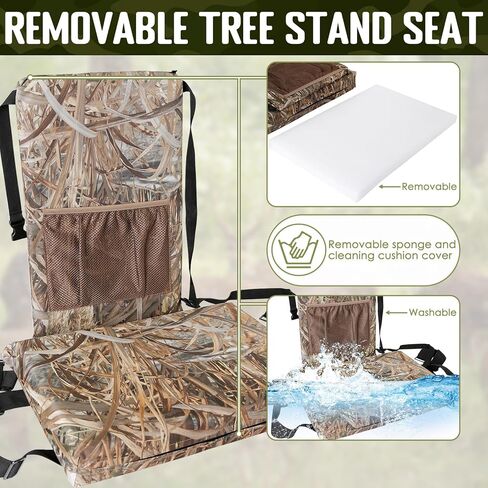 Aolamegs ملحقات مقعد شجرة الصيد - وسادة مقعد حامل شجرة صيد مقاومة للماء، مقعد بديل مموه للشجرة، مقعد حامل سلم صيد سميك قابل للإزالة للرجال in Kuwait