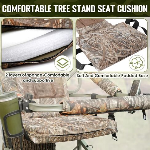 Aolamegs ملحقات مقعد شجرة الصيد - وسادة مقعد حامل شجرة صيد مقاومة للماء، مقعد بديل مموه للشجرة، مقعد حامل سلم صيد سميك قابل للإزالة للرجال in Kuwait