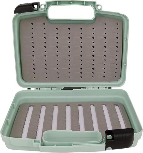 Aventik Streamer Fly Box Click Lock كبير غاسل الذباب صندوق صيد القوارب صيد السمك صواني تخزين منظم صندوق الأجهزة 10.43X8.27X3.15 بوصة (SF1B رمادي) in Kuwait