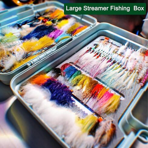 Aventik Streamer Fly Box Click Lock كبير غاسل الذباب صندوق صيد القوارب صيد السمك صواني تخزين منظم صندوق الأجهزة 10.43X8.27X3.15 بوصة (SF1B رمادي) in Kuwait