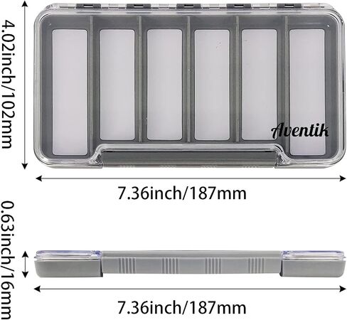 Waterproof Fly Fishing Box Slim Fishing Storage Fishing Tackle Case Multi Magnetic Compartments Tackle Box 7.36"X4.02"X0.63" (187X102X16mm)(Grey-12C) in Saudi Arabia