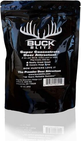 Buck Blitz - Premium Deer Attractant and Hunting Bait for White Tailed Deer, 12 Ounce Concentrate for Deer Feed - As Seen On Final Descent Outdoors Hunting Show in Saudi Arabia