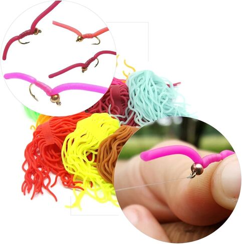 SAMSFX Fly Tying Materials Squirmy Wormy Soft Worm Lures Flie Making Assorted Colors in Kuwait