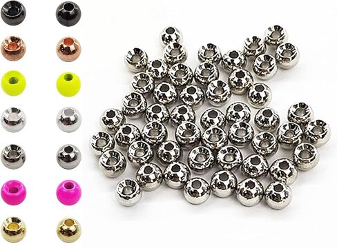 Aventik 50pc Tungsten Beads - Round Ball Beads Fly Tying Materials, 7 Colors / 5 Sizes, Nymph Streamer Think Fast Think Deep in Kuwait