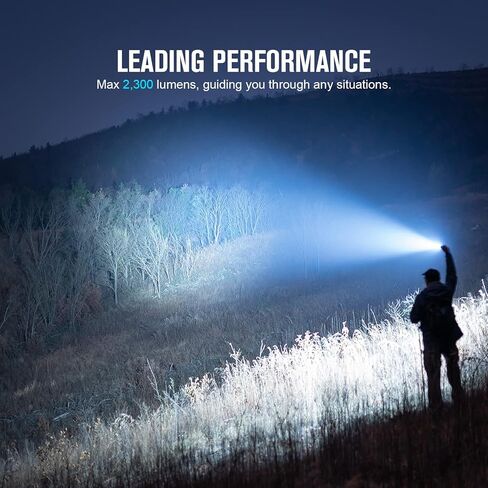 مصباح يدوي تكتيكي قابل لإعادة الشحن بقوة 2300 لومن من OLIGHT Warrior 3S، ضوء ساطع LED مدمج مزدوج المفاتيح مع مستشعر القرب، مدعوم ببطارية مخصصة للطوارئ وEDC والبحث (OD Green) in Kuwait