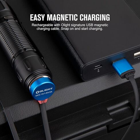 مصباح يدوي تكتيكي قابل لإعادة الشحن بقوة 2300 لومن من OLIGHT Warrior 3S، ضوء ساطع LED مدمج مزدوج المفاتيح مع مستشعر القرب، مدعوم ببطارية مخصصة للطوارئ وEDC والبحث (OD Green) in Kuwait