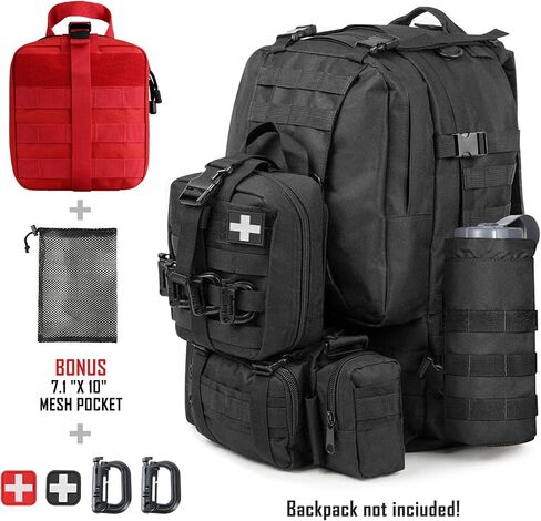 حقيبة الإسعافات الأولية LIVANS 1000D فارغة، حقيبة Ifak الطبية للطوارئ وEMT | متوافق مع Molle، تصميم قابل للتمزق وسريع الفك، متعدد الاستخدامات للاستخدام التكتيكي والتخييم والمشي لمسافات طويلة والسفر in Kuwait