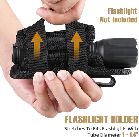 LIVANS Tactical Flashlight Pouch Holster, Rotatable Flashlight Holder Belt Clip Tactical Torch Carry Case with 360 Degree Carabiner Reel Clip in Saudi Arabia