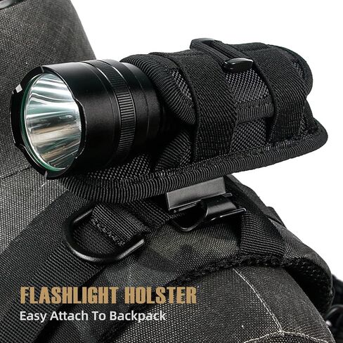 LIVANS Tactical Flashlight Pouch Holster, Rotatable Flashlight Holder Belt Clip Tactical Torch Carry Case with 360 Degree Carabiner Reel Clip in Saudi Arabia