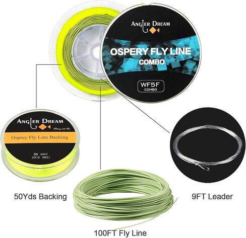 100FT WF3F WF5F WF8 Fly Fishing Line Combo Weight Forward Fly Line with Braided Backing Tapered Leader Preload Fly Line with Welded Loop in Saudi Arabia