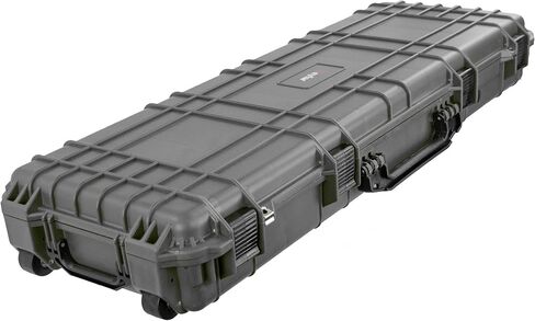 Eylar 44 Inch Protective Roller Rifle Hard Case with Foam, Waterproof & Crushproof, Two Rifles Or Multiple Guns, Pressure Valve with Lockable Fittings Gray in Saudi Arabia