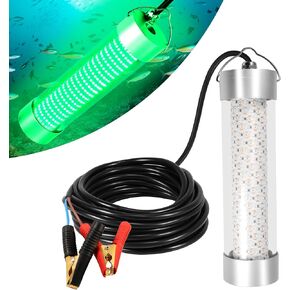 HUSUKU LED Underwater Fishing Light, 10000~80000lm 100W / 300W / 400W / 800W, 12V / 110V / 220V Green Night Fishing Attractor IP68 Submersible Lamp for Crappie Snook Squid Shrimp, 49ft/33ft/16ft Wire