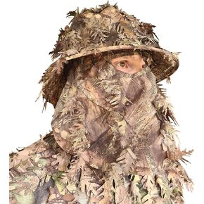 QuikCamo Men’s 3D Leafy Camo Bucket Hat with Built-in Face Mask for Turkey Hunting - Adjustable Size in Kuwait