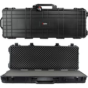 Eylar 44 Inch Protective Roller Rifle Hard Case with Foam, Waterproof & Crushproof, Two Rifles Or Multiple Guns, Pressure Valve with Lockable Fittings Black in Saudi Arabia