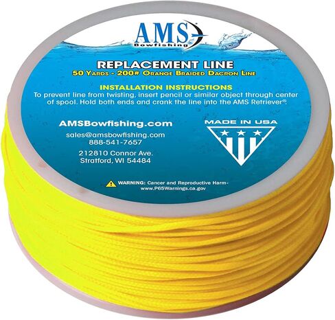 AMS Bowfishing 200 Pound Braided Dacron Line - 50 Yards - Made in The USA in Kuwait