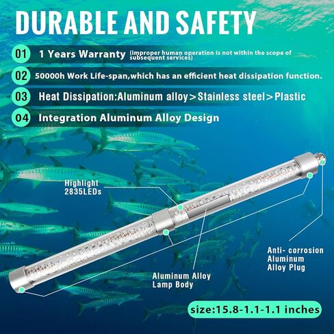 PathyLevos 12V أو 110V 8 IN16in 50 100W 10000 20000lm 25ft سلك، مكتشف الصيد الليلي الأخضر، جاذب الأسماك المتوهجة، IP68 Waterpoof ضوء الصيد الجاذب in Kuwait